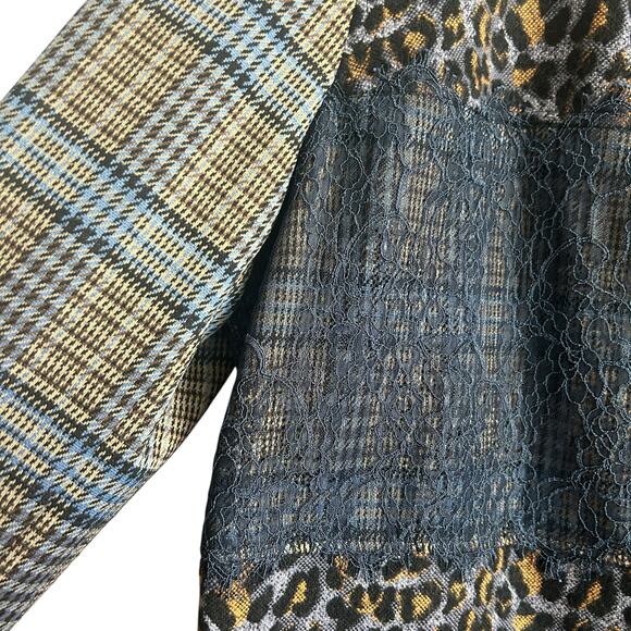 LOGO Lavish Women Shacket XL Patchwork Mix Media Front‎ Snap Jacket Boho Western - Picture 7 of 16